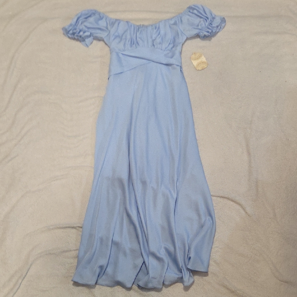 Altar'd State Light Blue Off-Shoulder Maxi Dress